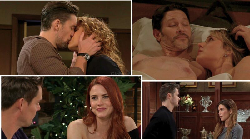 Daniel and Tessa in bed, Lily and Cane kissing, Adam, Sally, Kyle, and Victoria on The Young and the Restless recap