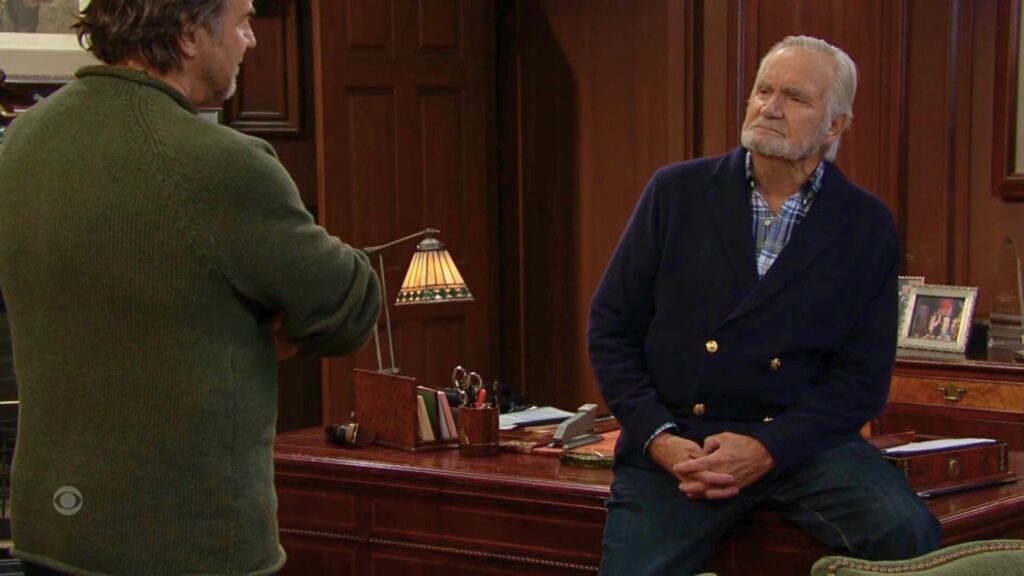 Ridge and Eric in the CEO's office on The Bold and the Beautiful recap