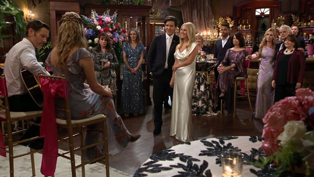 Danny and Christine watch Daniel and Tessa sing at their wedding reception on The Young and the Restless