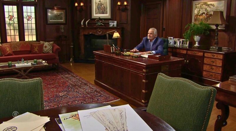 Eric sits sadly at the CEO desk at Forrester Creations on The Bold and the Beautiful recap
