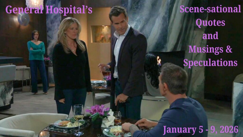 Willow watches Drew argue with Carly and Jason on General Hospital