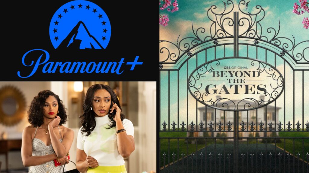 Paramount+ and Beyond the Gates logos, Kat and Chelsea