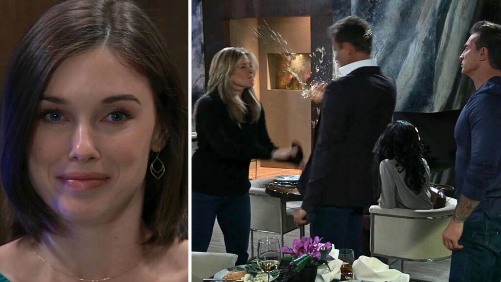 Willow smiles when Carly pushes Drew on General Hospital recap