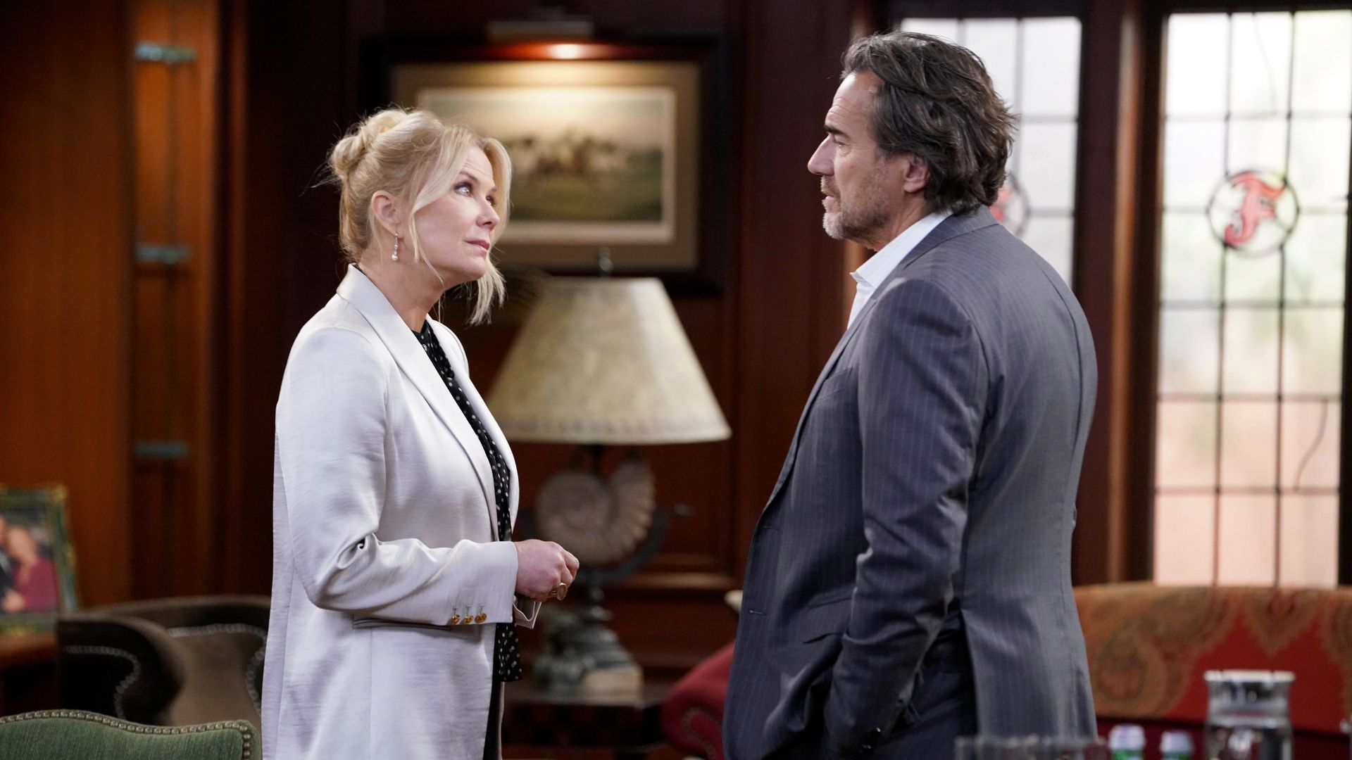 Ridge and Brooke talk about Katie on The Bold and the Beautiful spoilers