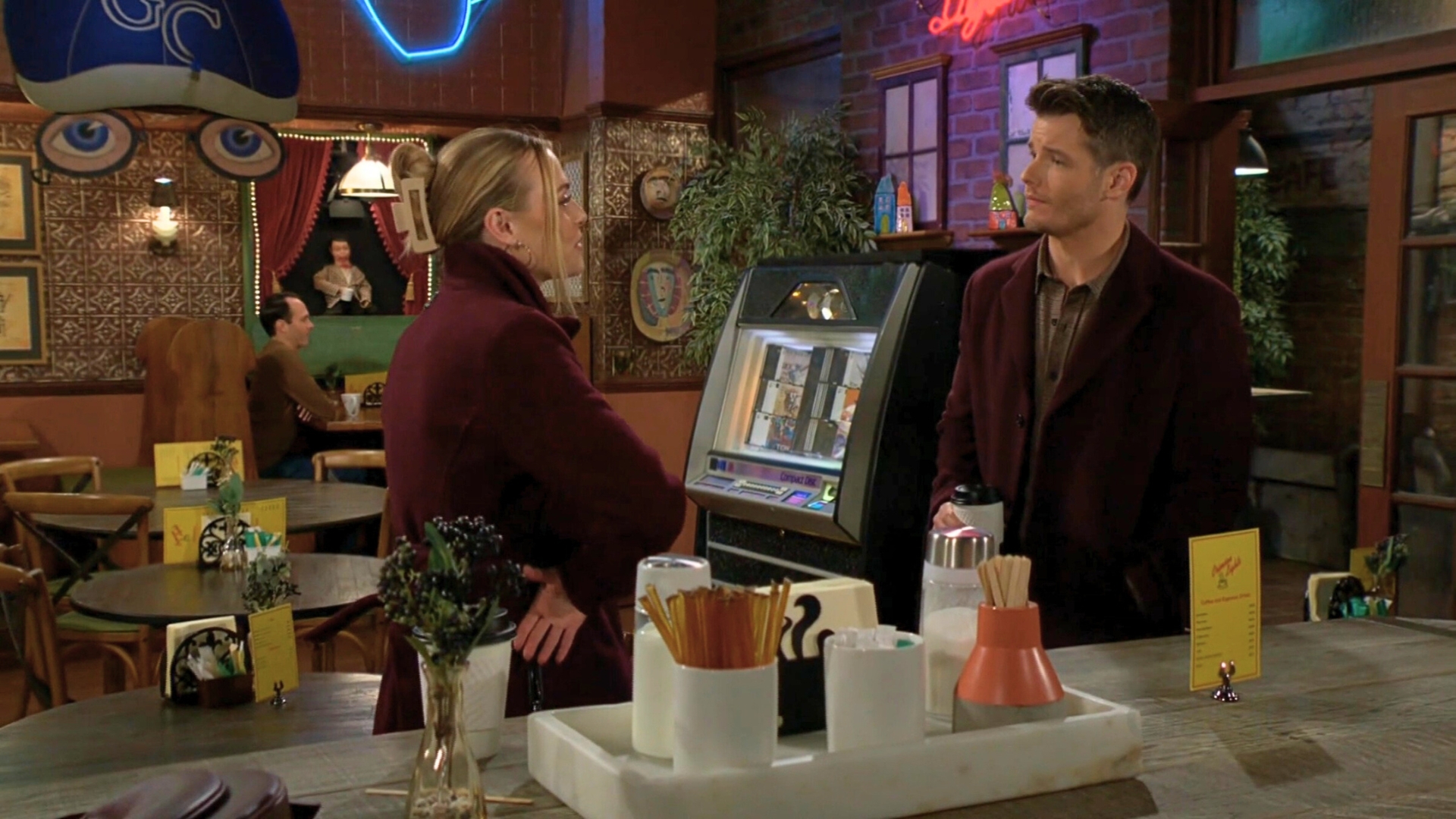 Y&R's Claire and Kyle at Crimson Lights